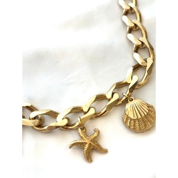 CHRISTIAN DIOR Necklace Seashell Shell Starfish Seahorse Chunky Gold Tone - Picture 14 of 15